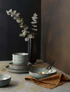 cappuccinotasse mit unterteller, eucalyptus