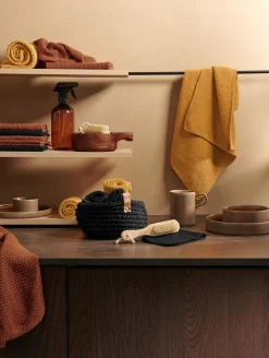 2er set baumwolltuch gestrickt, safran