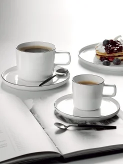 espressotasse mit unterteller, ligne noire