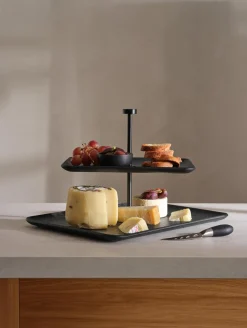 etagere 2-stufig, rechteckig, schwarz