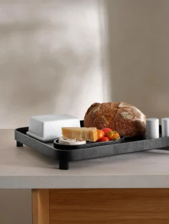 tablett auf fuß, schwarz