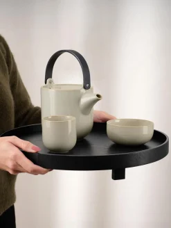 tablett auf fuß, schwarz