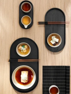 tablett, oval, schwarz, m