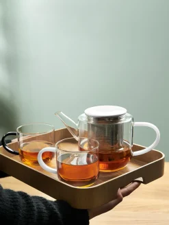 teekanne, mit schwarzem henkel/deckel