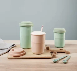 thermobecher creme, deckel braun