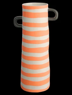 vase, orange gestreift