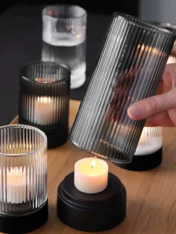 windlicht mit porzellanfuß, grey